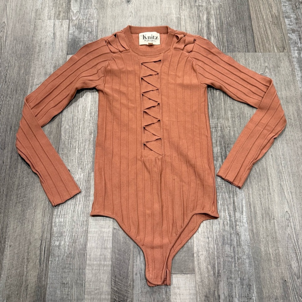 For Love & Lemons X Knitz Simone bodysuit in Pink - XS